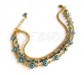 PULSEIRA COM CORRENTE DE OLHO GREGO E STRASS
