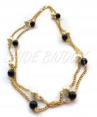 COLAR DE PEROLAR CONTAS DE VIDRO PRETAS E DOURADO COD. C002